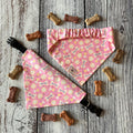 Birthday Bark Day Pink Dog Bandana Over the Collar Scrunchie Bandana Sprinkle Cookie Bones Candles