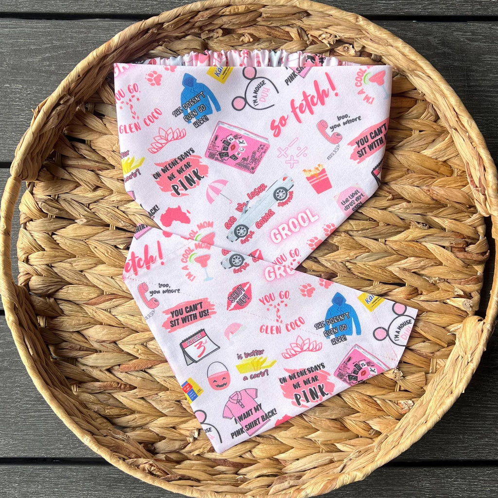 Mean Girls Dog Bandana: Scrunchie and Over the Collar Pink Pop Culture