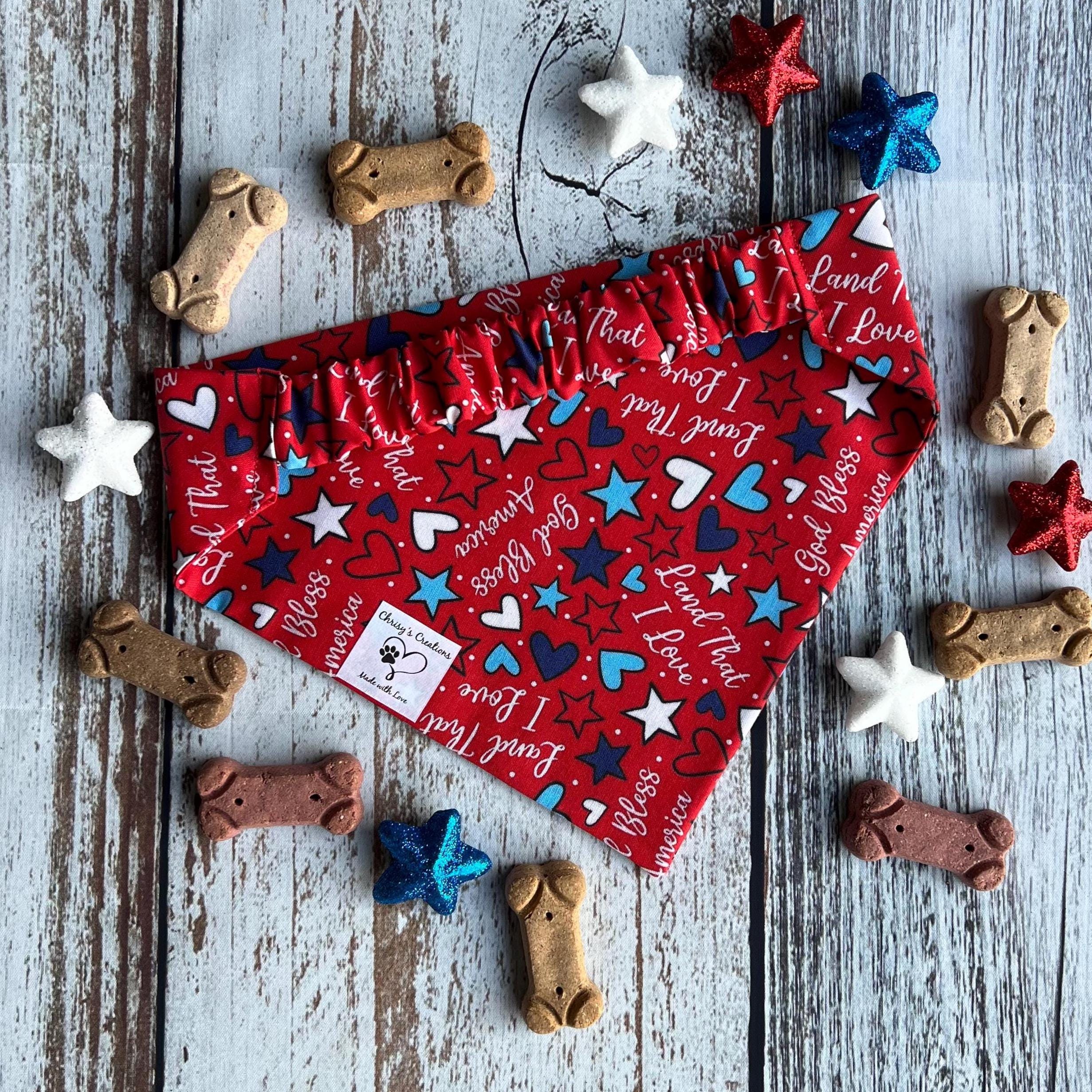 Patriotic Dog Bandana: Fourth of July Scrunchie & Over the Collar