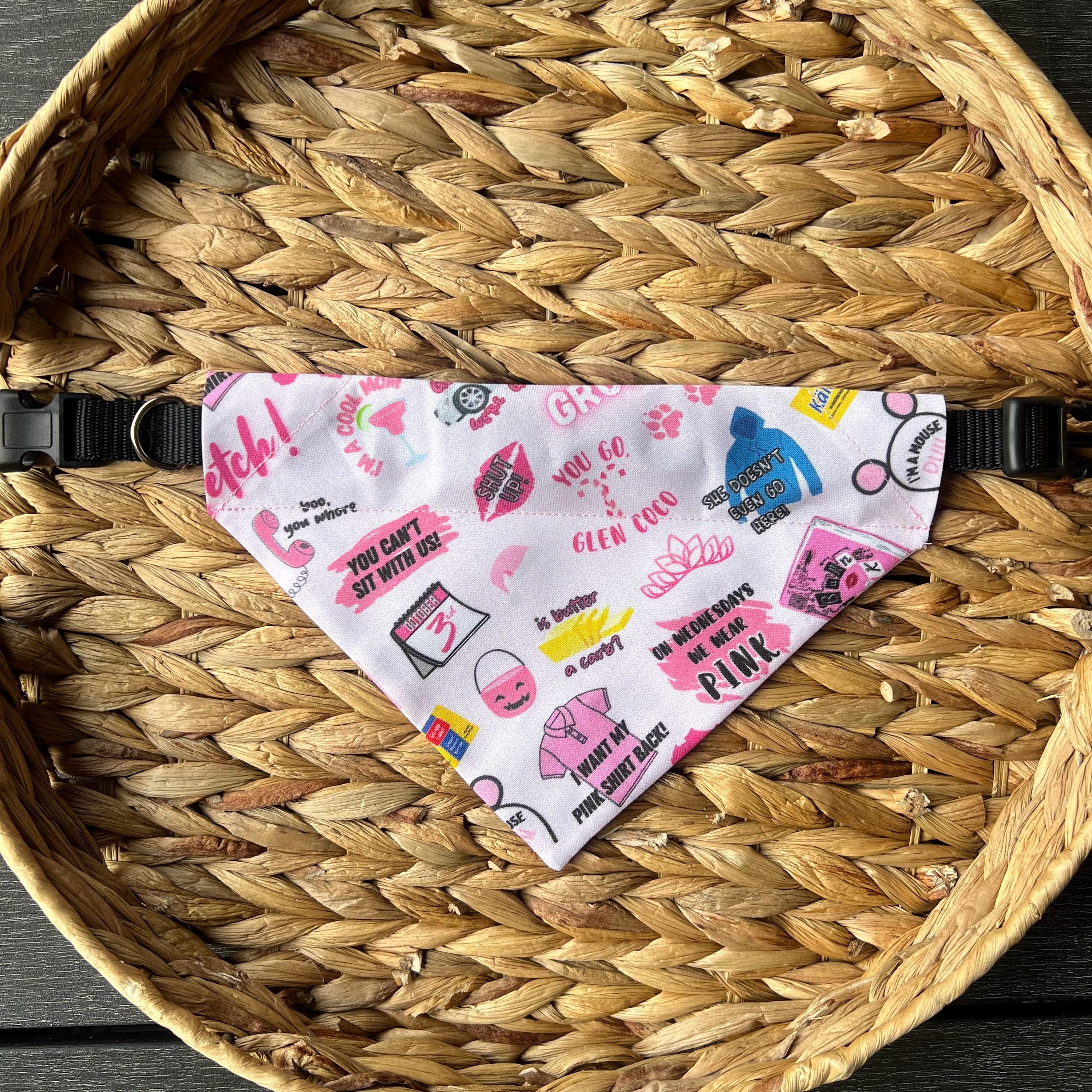 Mean Girls Dog Bandana: Scrunchie and Over the Collar Pink Pop Culture
