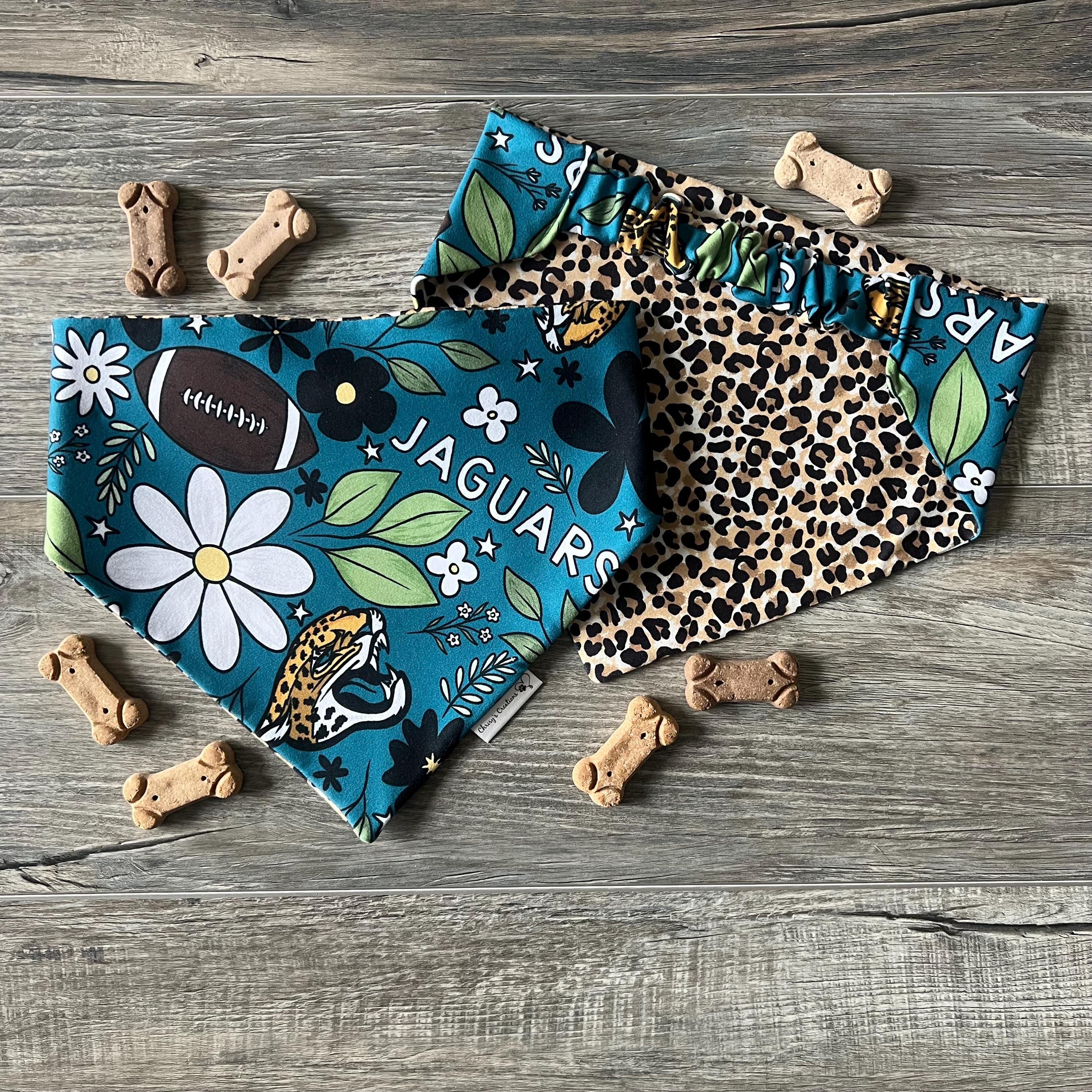 Jaguars Dog Bandana; Scrunchie Reversible Leopard print