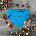 Love Dog Bandana: Scrunchie, Valentine Embroidered Turquoise