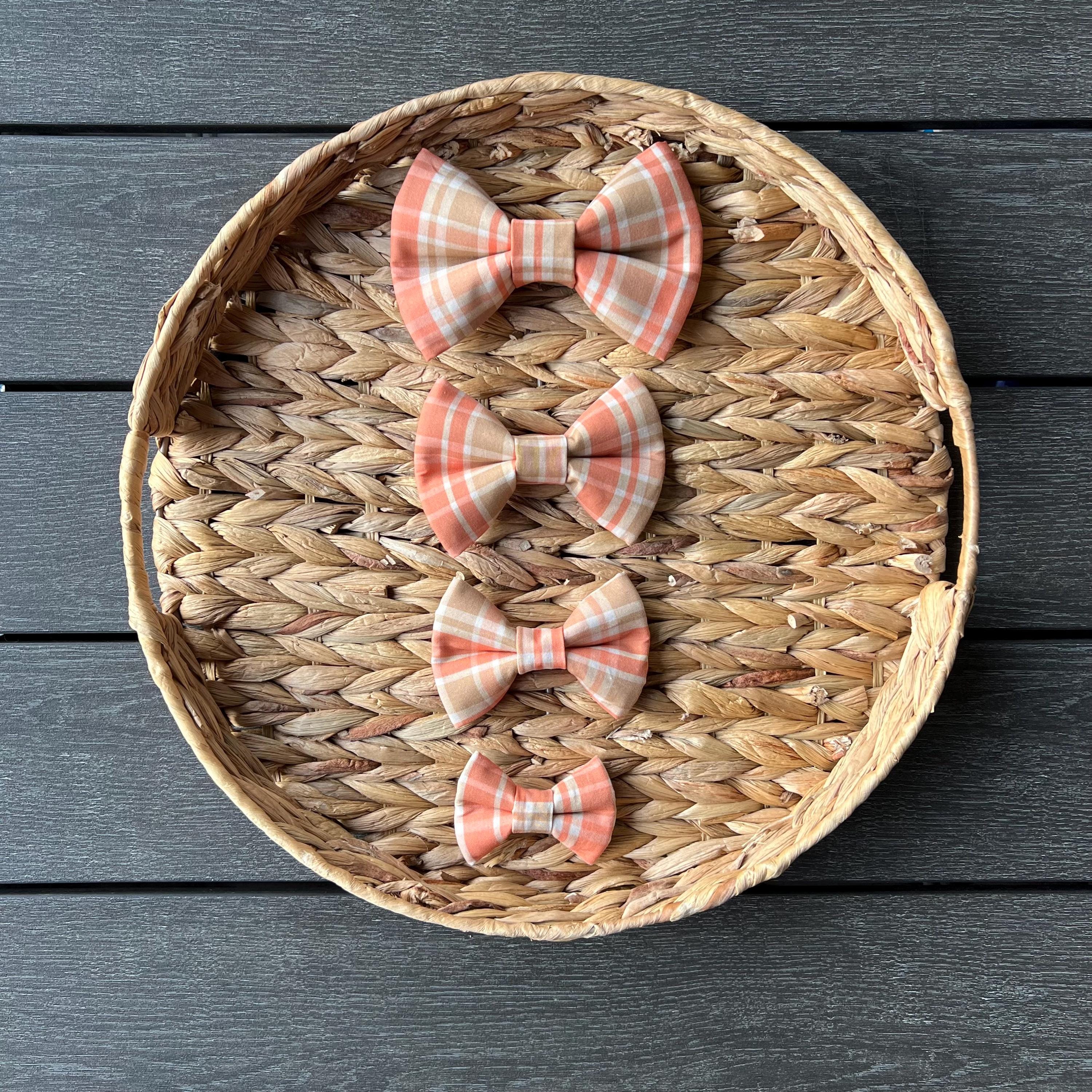 Fall Dog Bandana Sweater Weather Plaid Reversible Scrunchie Bandana Bow Tie Orange Tan Autumn