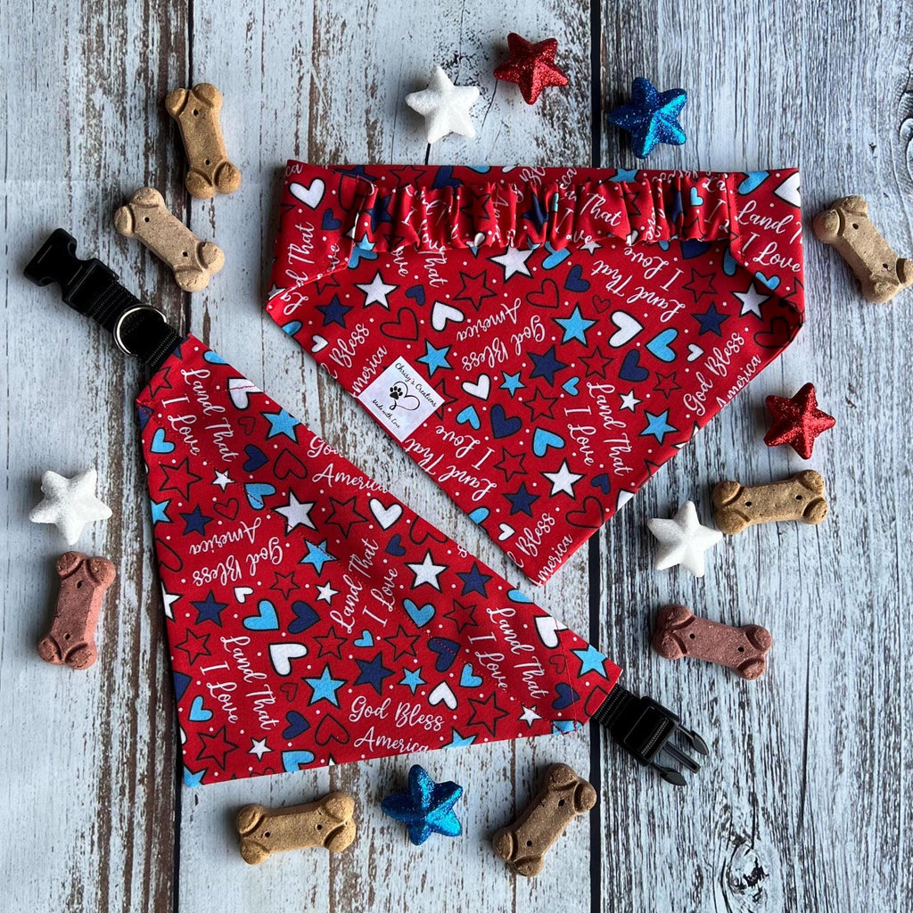 Patriotic Dog Bandana: Fourth of July Scrunchie & Over the Collar