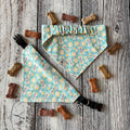 Birthday Dog Bandana: Aqua Blue Sprinkle Cookie, Bones, Candles, Over the Collar & Scrunchie