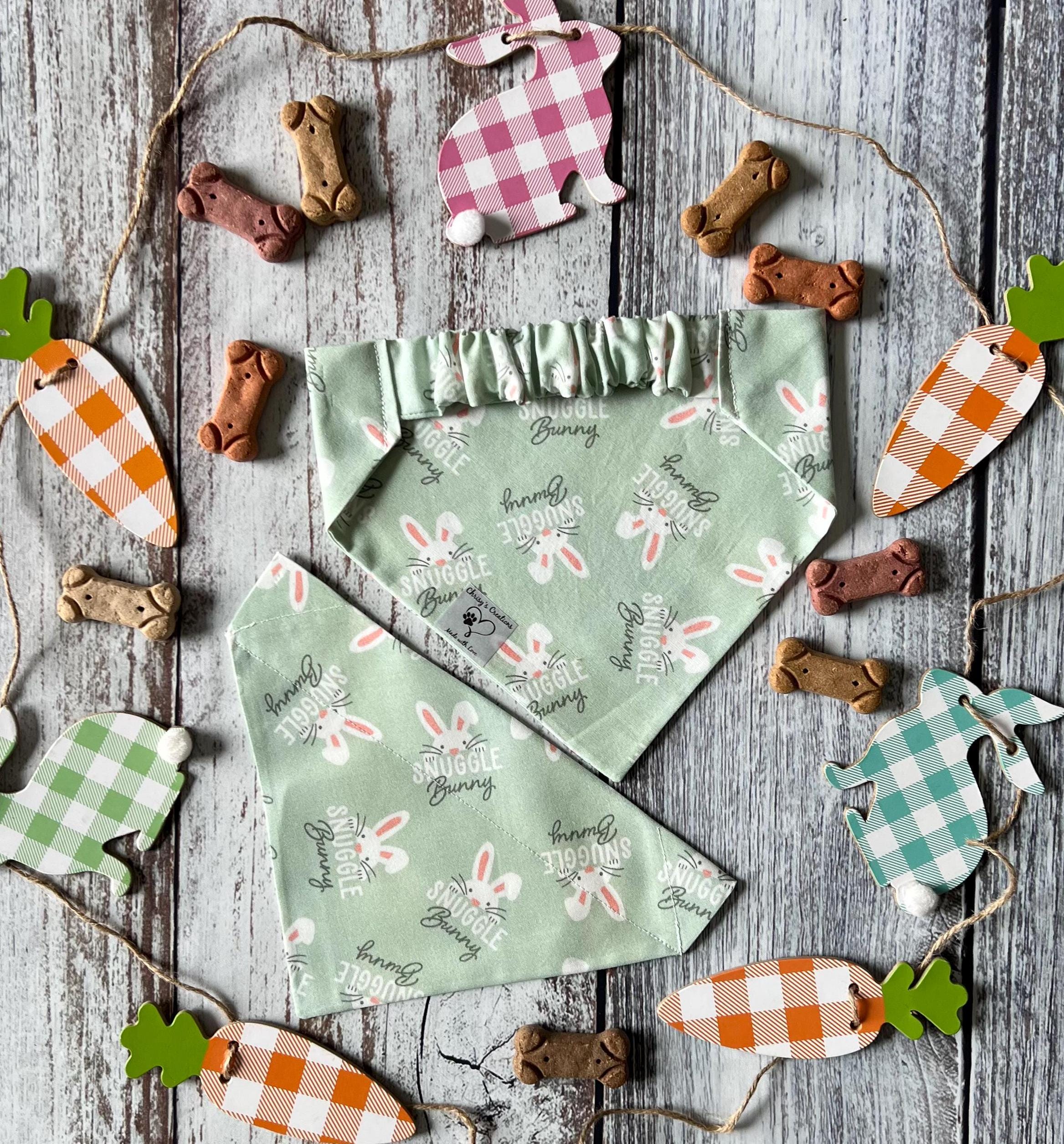 Easter Snuggle Bunny Mint Green Pastel Dog Bandana Over the Collar Scrunchie Bandana