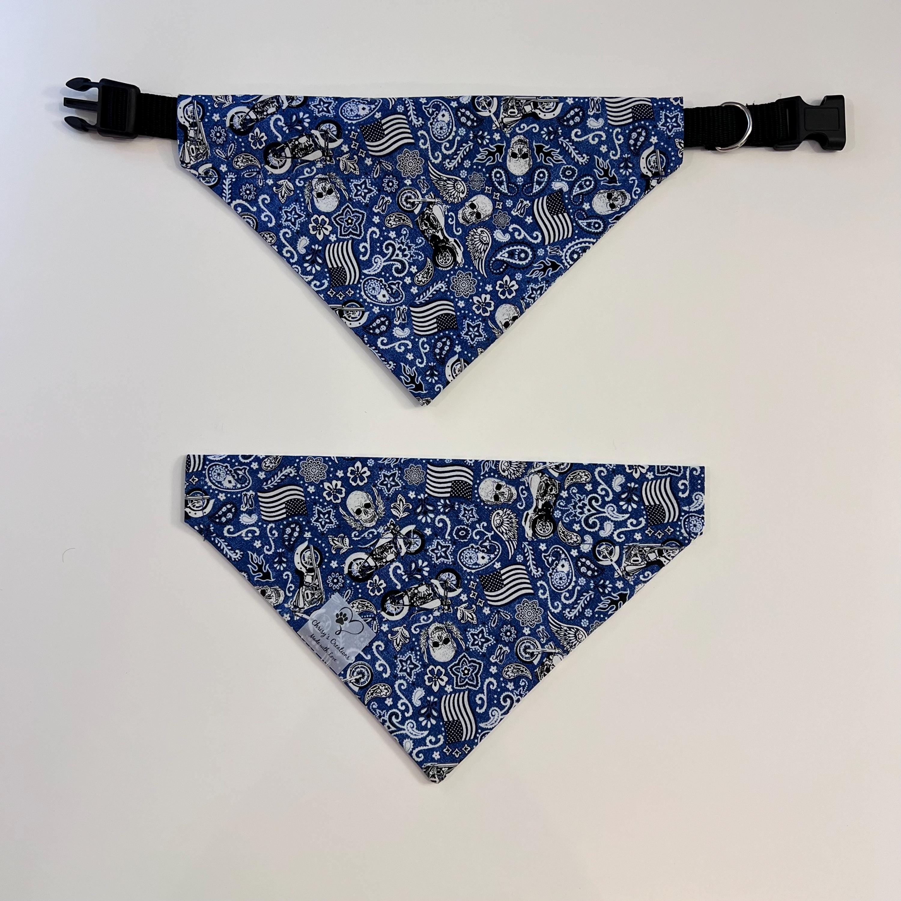 Skulls & Motorcycles Patriotic Dog Bandana - Over the Collar
