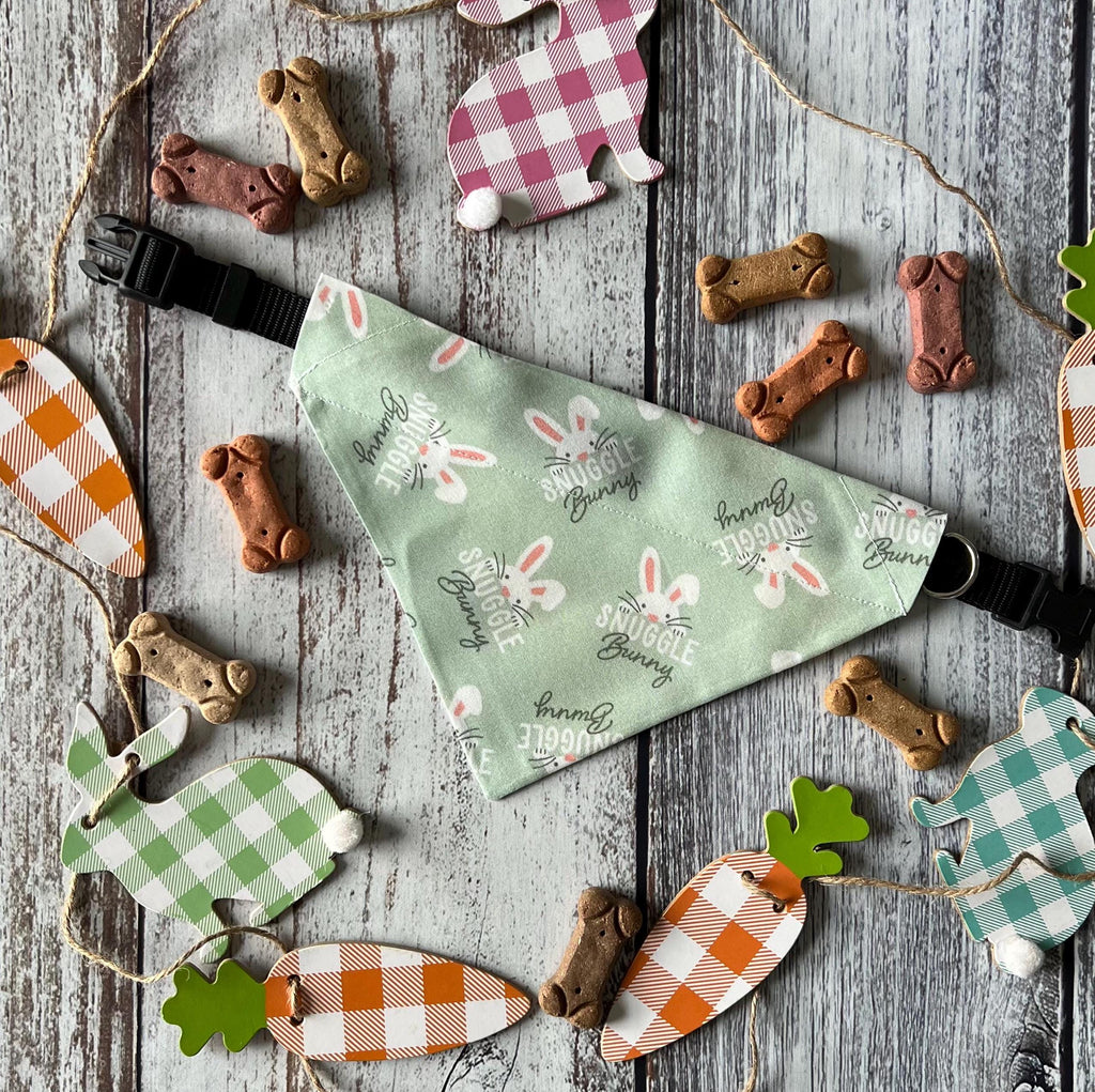 Easter Snuggle Bunny Mint Green Pastel Dog Bandana Over the Collar Scrunchie Bandana