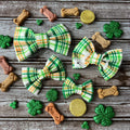 St. Patrick Green White Plaid Over the Collar Bow Tie