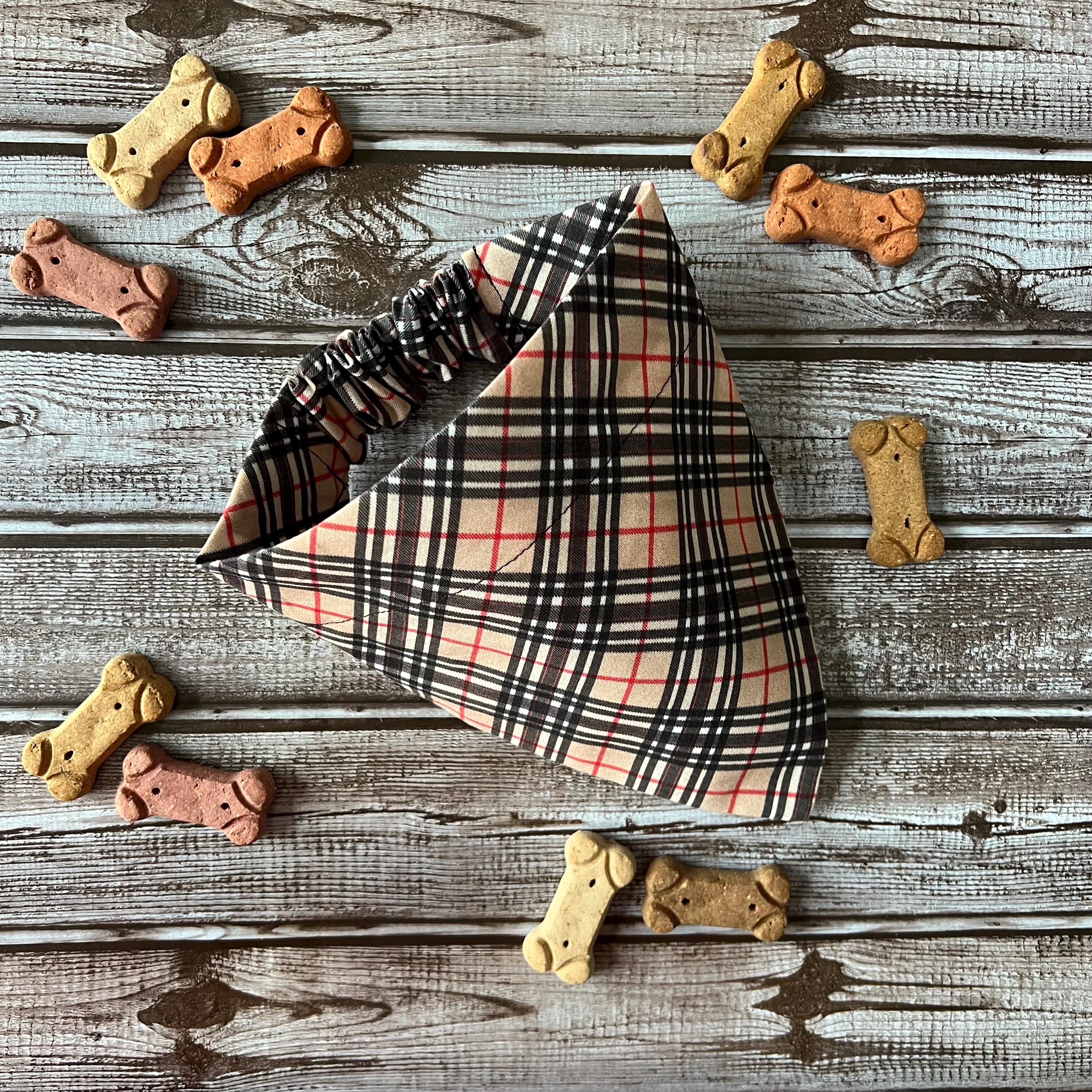 Luxe Couture Furberry Tartan Plaid Dog Bandana Bow Tie: Over the Collar & Scrunchie