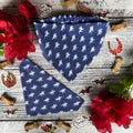 Derby Racehorses Dog Bandana: Navy Over the Collar & Scrunchie