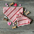Valentine Hearts and Stripes Dog Bandana; Scrunchie Knitted Blend