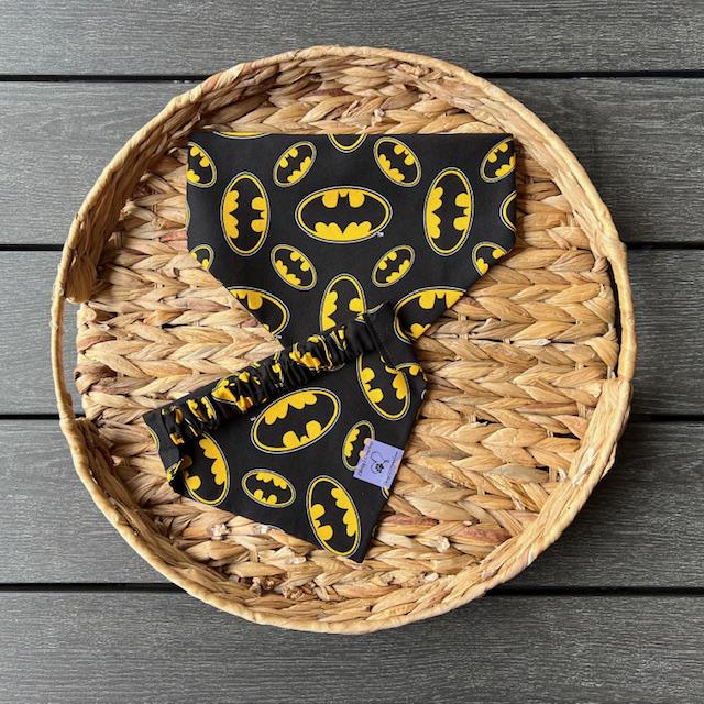 Superhero Batman Dog Bandana Scrunchie Black and Yellow