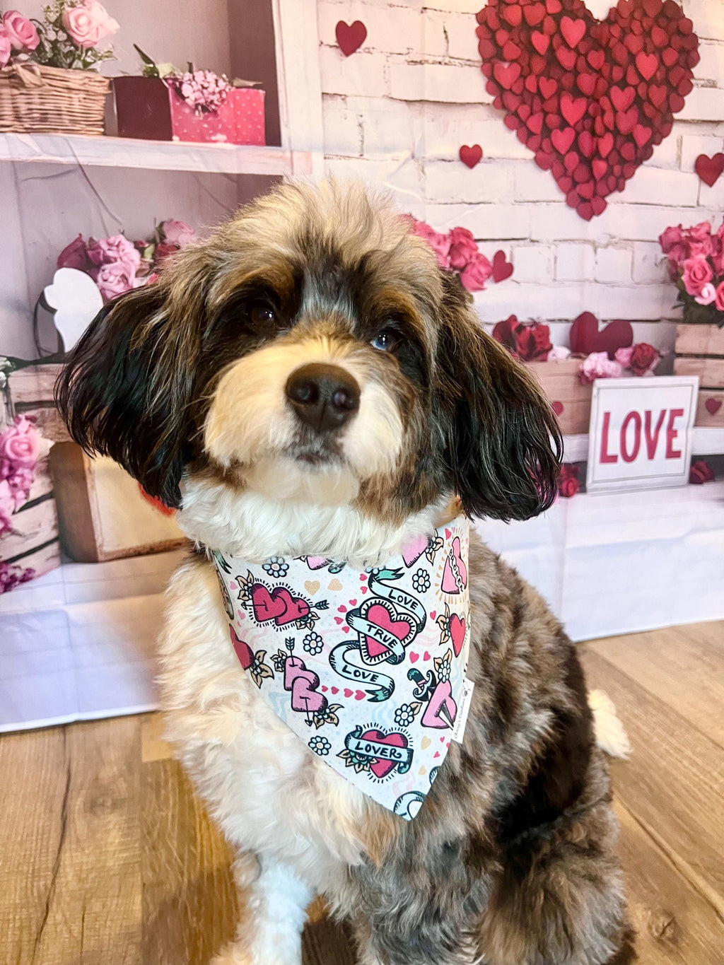 Valentine Hearts Dagger Dog Bandana; Scrunchie Kitsch True Love