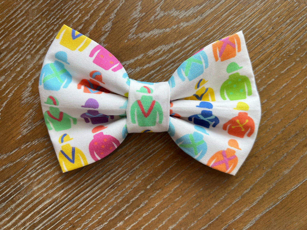 Derby Jockey Silks Pastel Dog Bandana Over the Collar Bow Tie Sailor & Scrunchie Bandana Kentucky