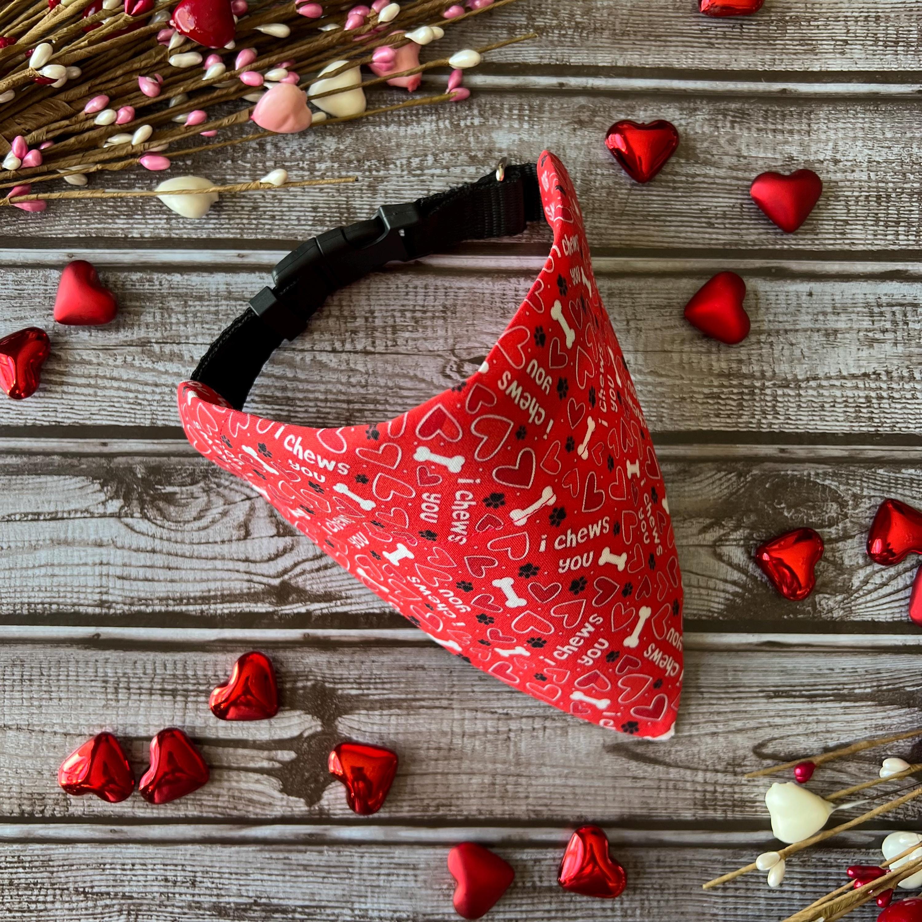 I Chews You Dog Bandana: Red Over the Collar or Scrunchie Bandana