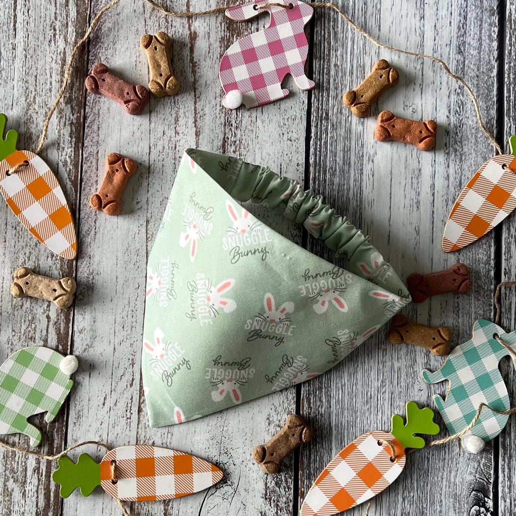 Easter Snuggle Bunny Mint Green Pastel Dog Bandana Over the Collar Scrunchie Bandana