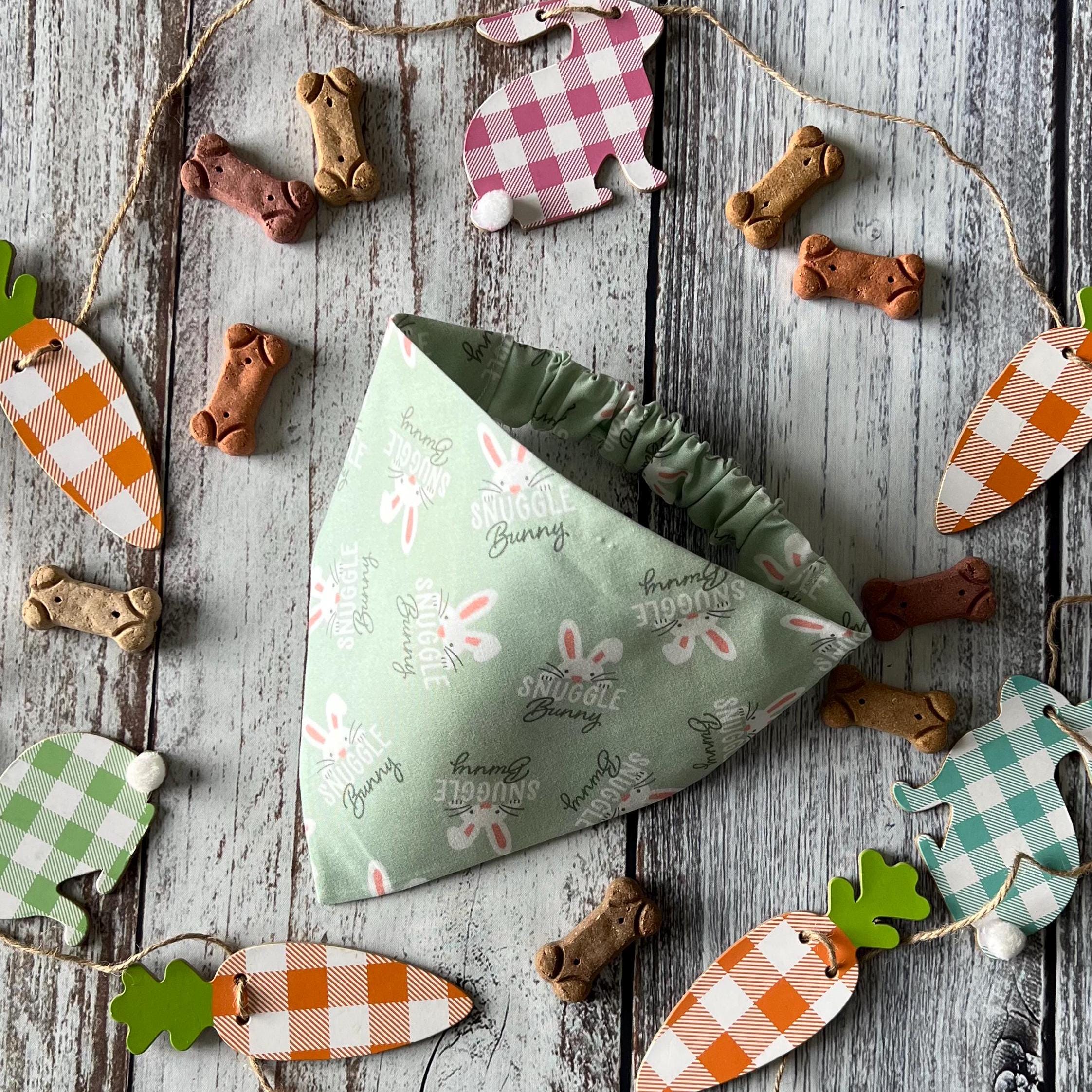 Easter Snuggle Bunny Mint Green Pastel Dog Bandana Over the Collar Scrunchie Bandana
