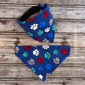 Paw Print Dog Bandana Over the Collar (collar not included) Blue Multi-Color