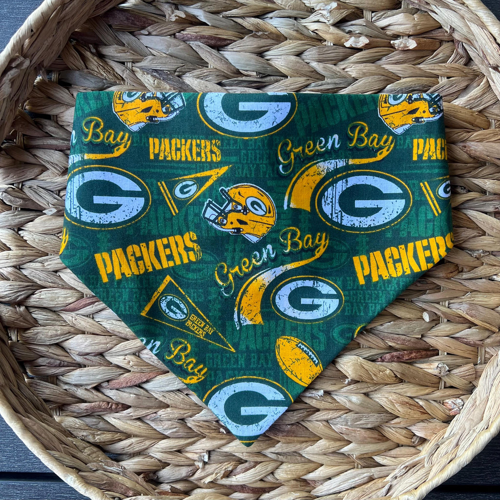 Packers Dog Bandana: Over the Collar & Scrunchie Green and Gold