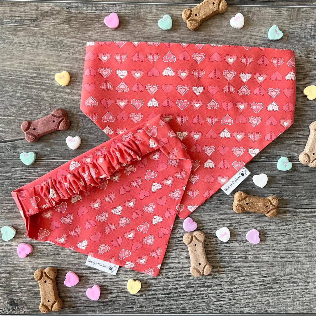 Valentine BFF Friends Heart Dog Bandana; Scrunchie