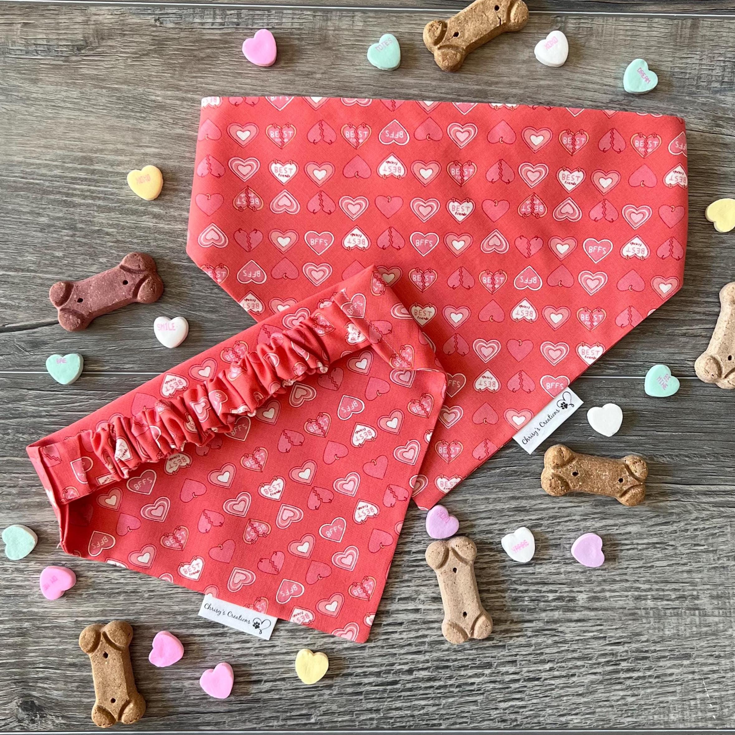 Valentine BFF Friends Heart Dog Bandana; Scrunchie