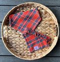 Plaid Flannel Dog Bandana Scrunchie Orange Navy Fall Autumn Thanksgiving