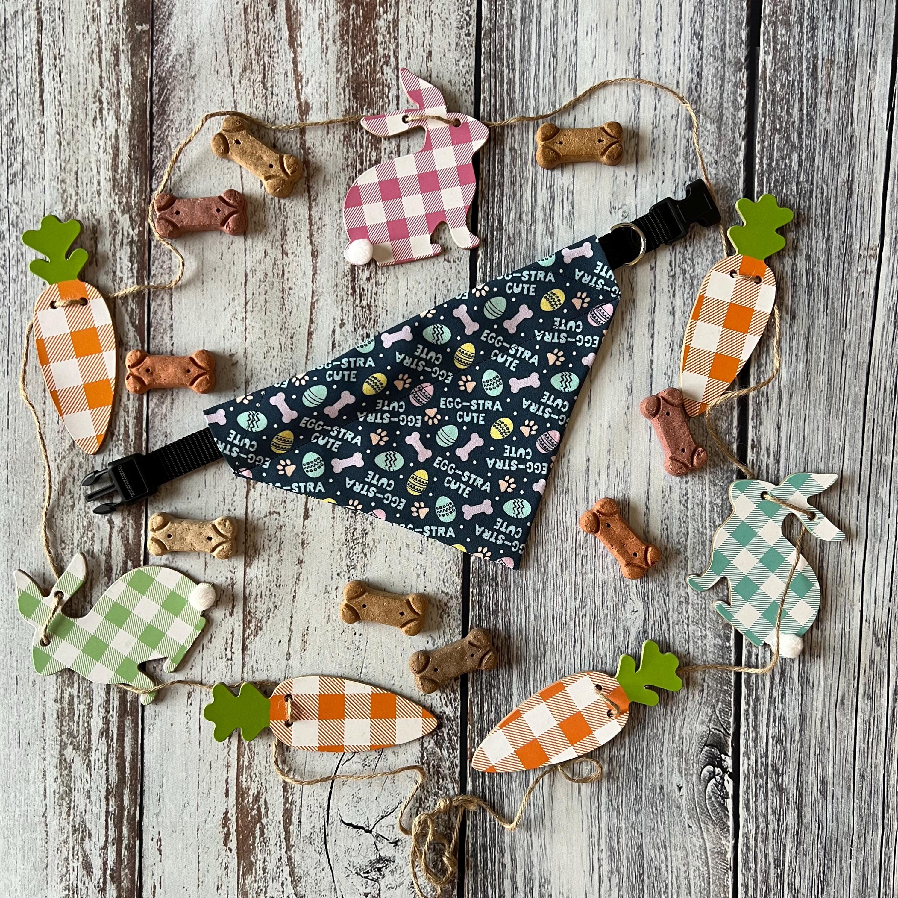 Easter Egg extra Cute Navy Pastels Dog Bandana Over the Collar Scrunchie Bandana Pastel Bones, Paws and Easter Eggs
