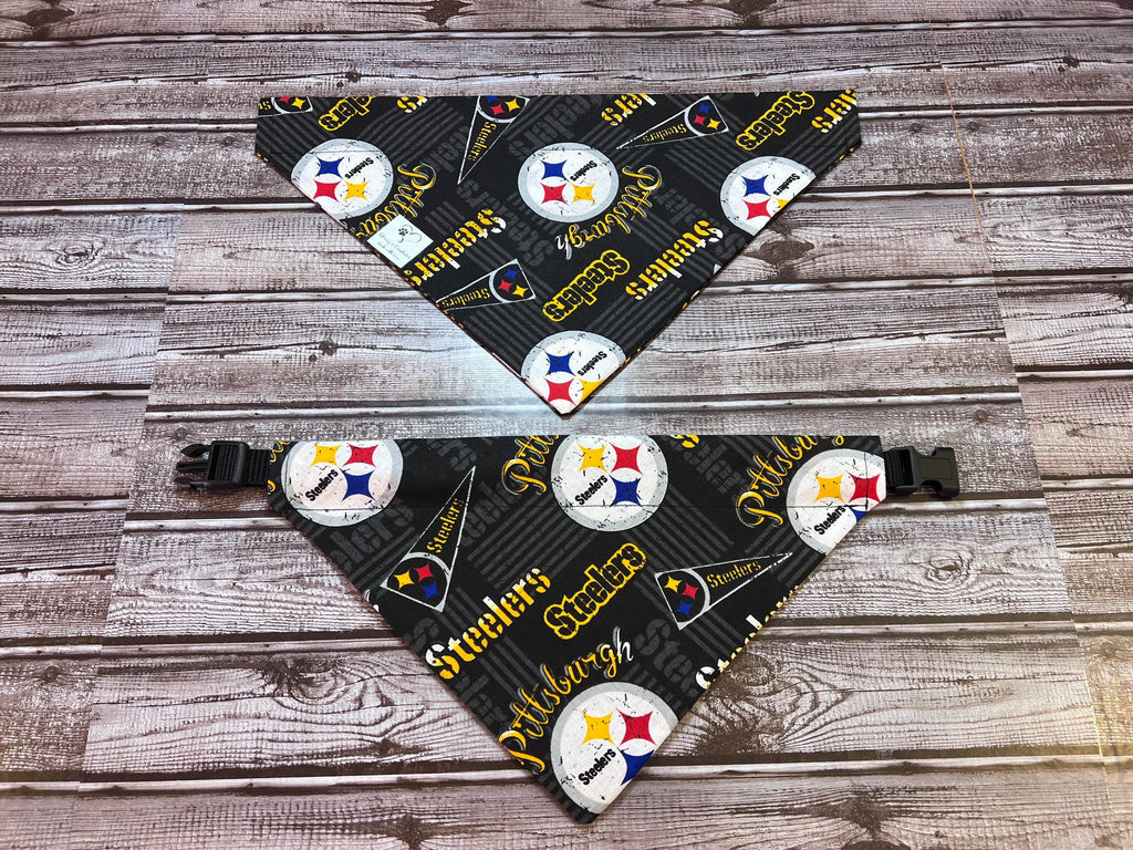 Steelers Dog Bandana Over the Collar (collar not included) Black Yellow