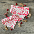 Valentine Hearts and Ribbons Dog Bandana; Scrunchie Terry Cotton