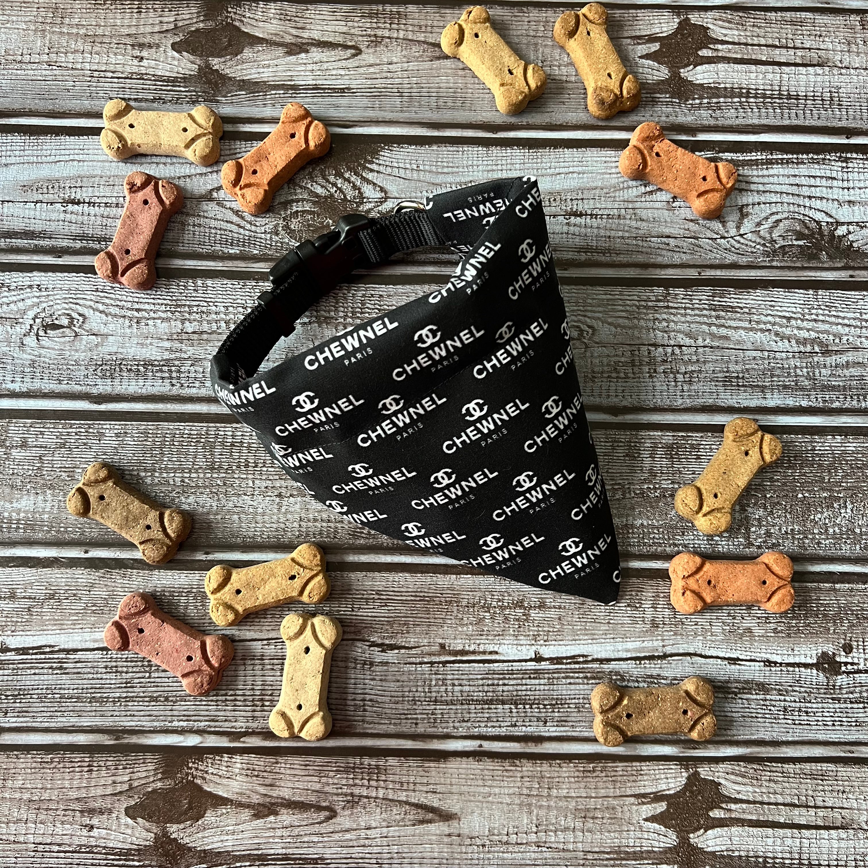 Luxe Couture Chewnel Dog Bandana: Scrunchie and Over the Collar Bow Tie