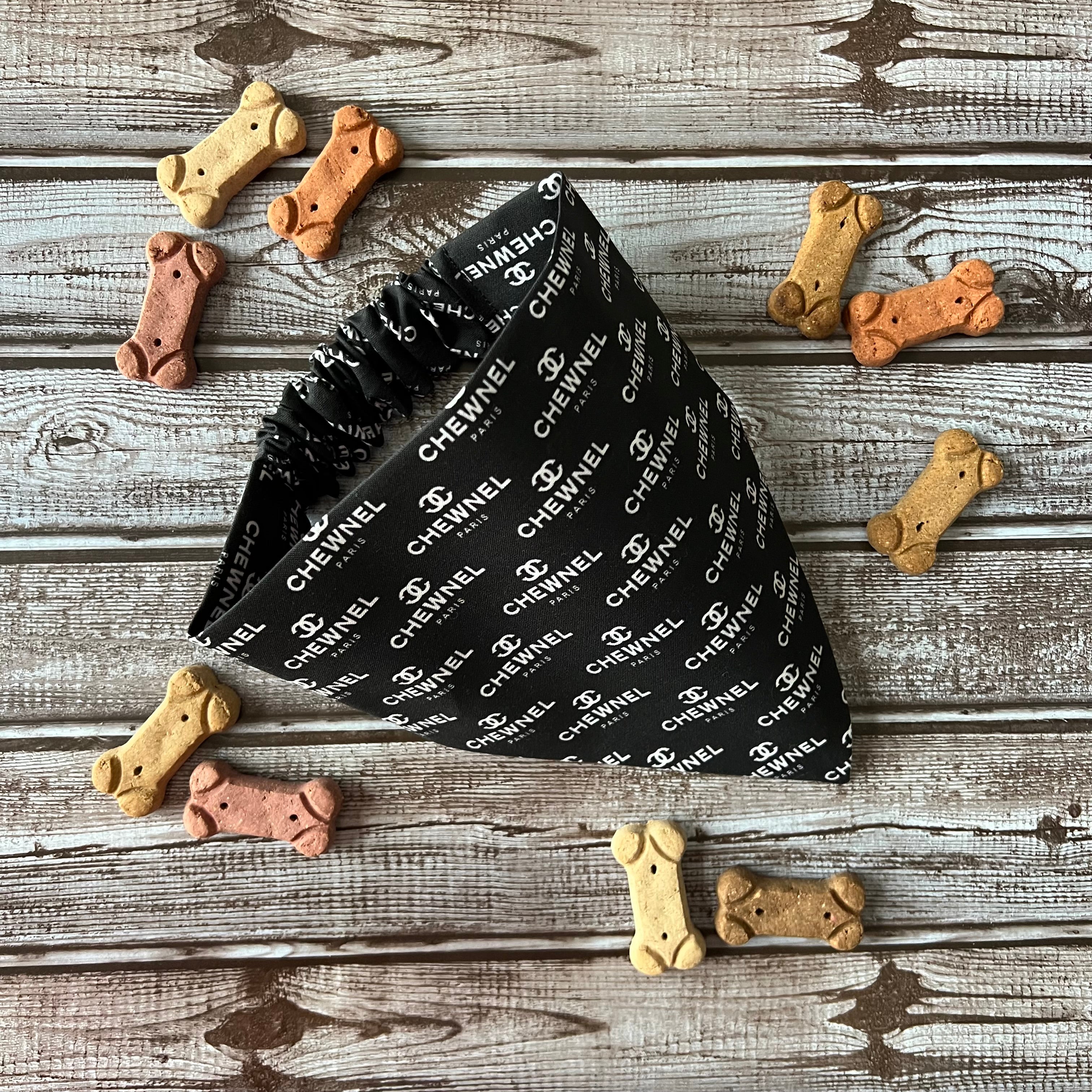 Luxe Couture Chewnel Dog Bandana: Scrunchie and Over the Collar Bow Tie