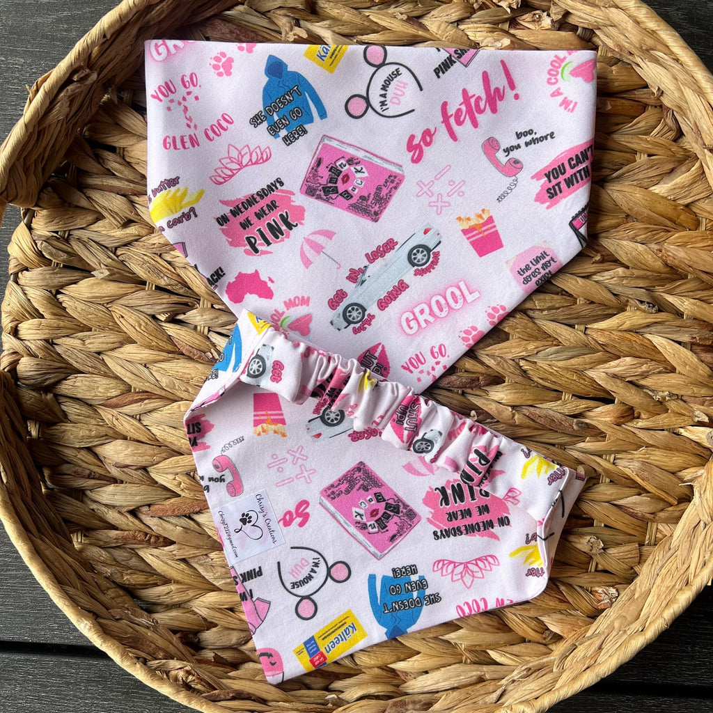 Mean Girls Dog Bandana: Scrunchie and Over the Collar Pink Pop Culture