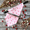 Valentine Pink Hearts Glitter Dog Bandana: Over the Collar or Scrunchie Style