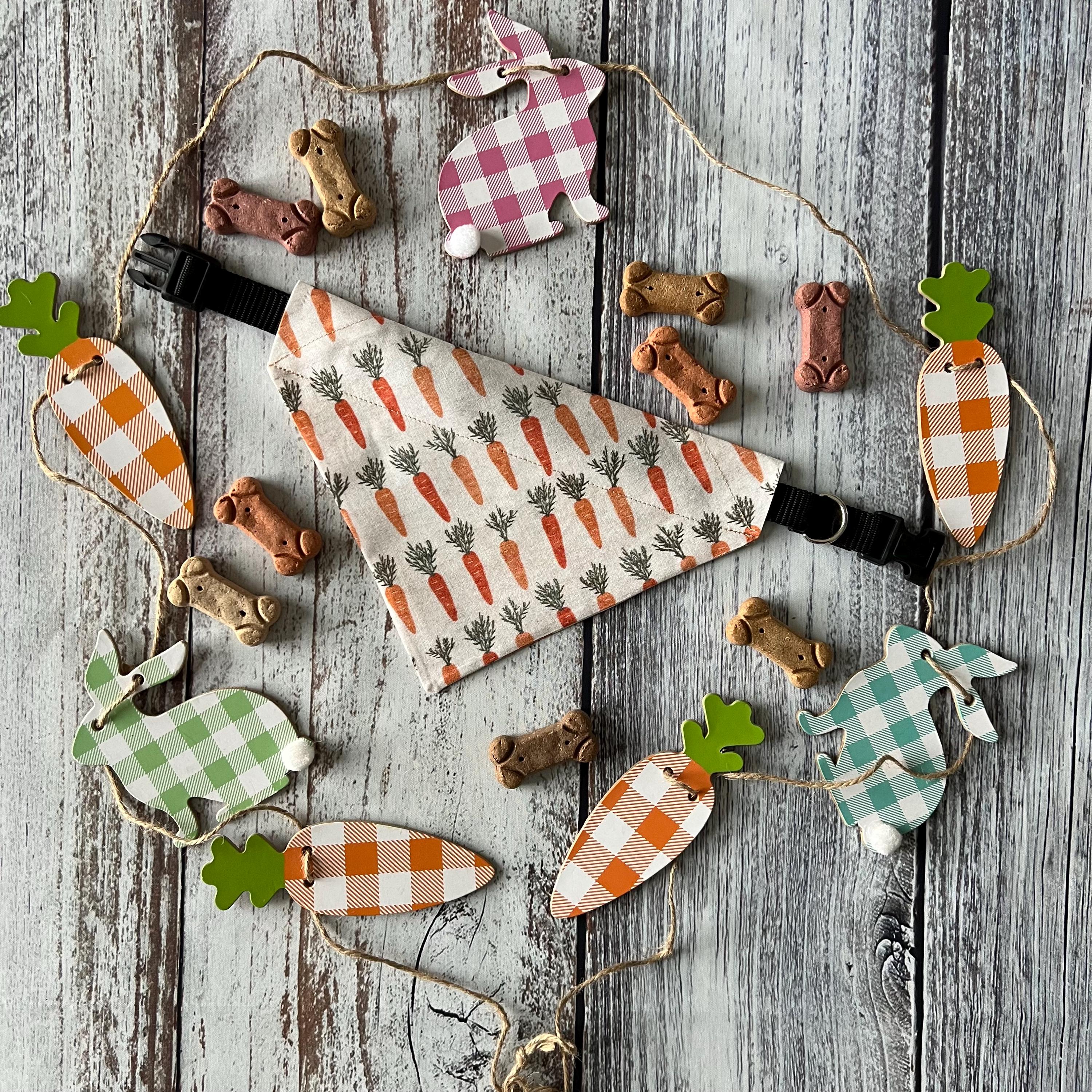 Carrots Boho Neutrals Dog Bandana Over the Collar Scrunchie Bandana Easter Farmers Market