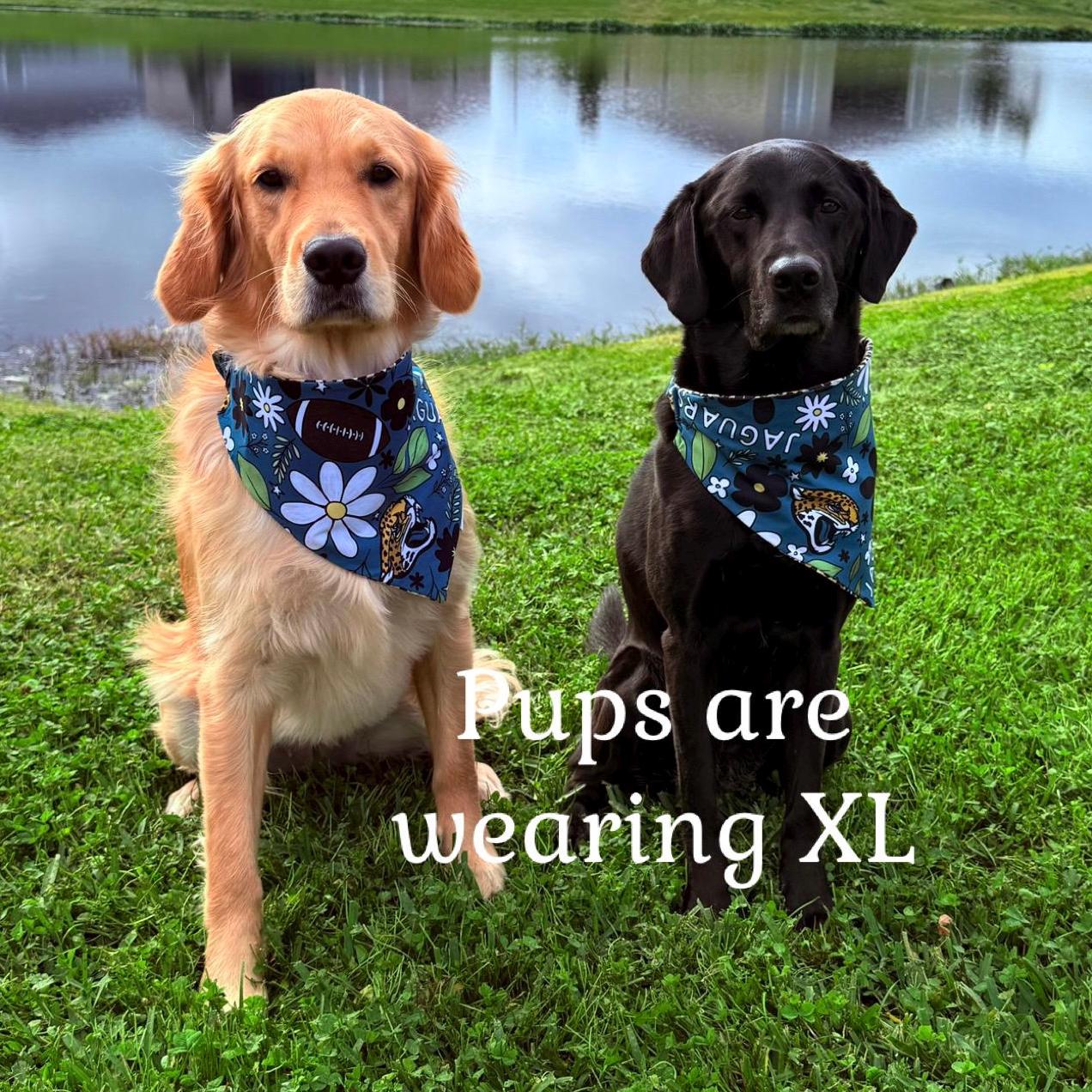 Jaguars Dog Bandana; Scrunchie Reversible Leopard print