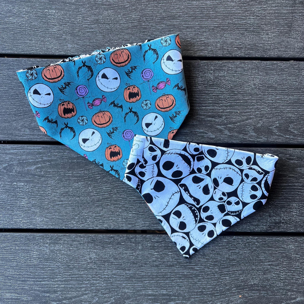 Jack Skellington Scrunchie Dog Bandana: Reversible Halloween Nightmare