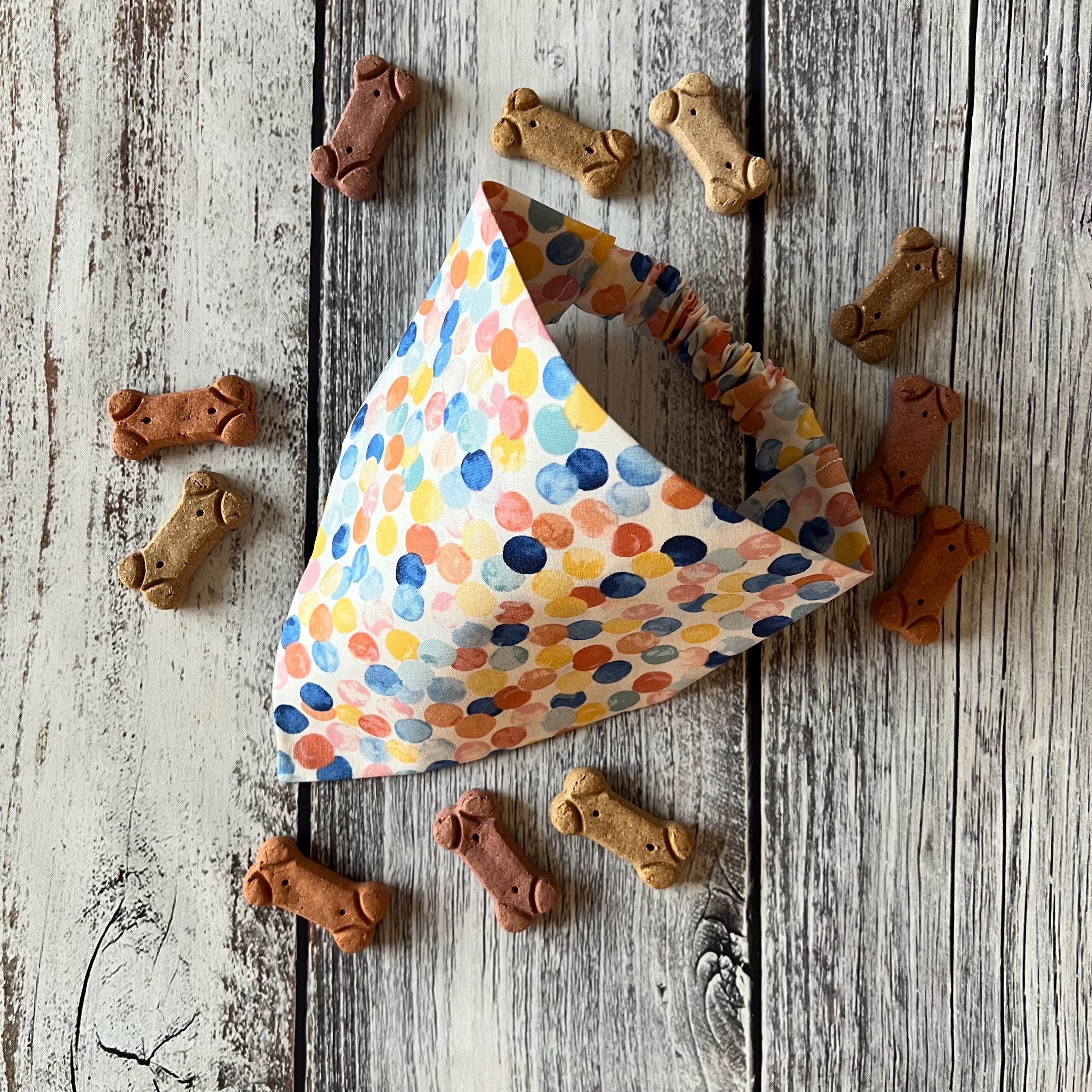 Birthday Confetti Dog Bandana: Over the Collar, Bow Tie & Scrunchie