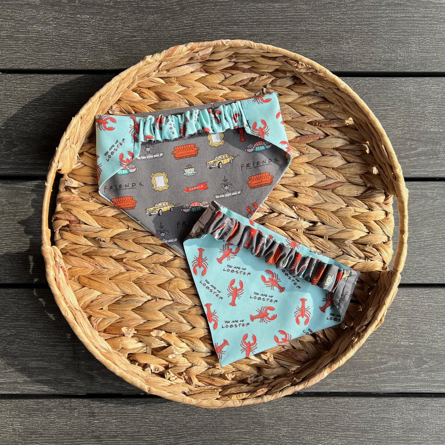Friends My Lobster Scrunchie Dog Bandana Reversible Slip On  Two-Sided