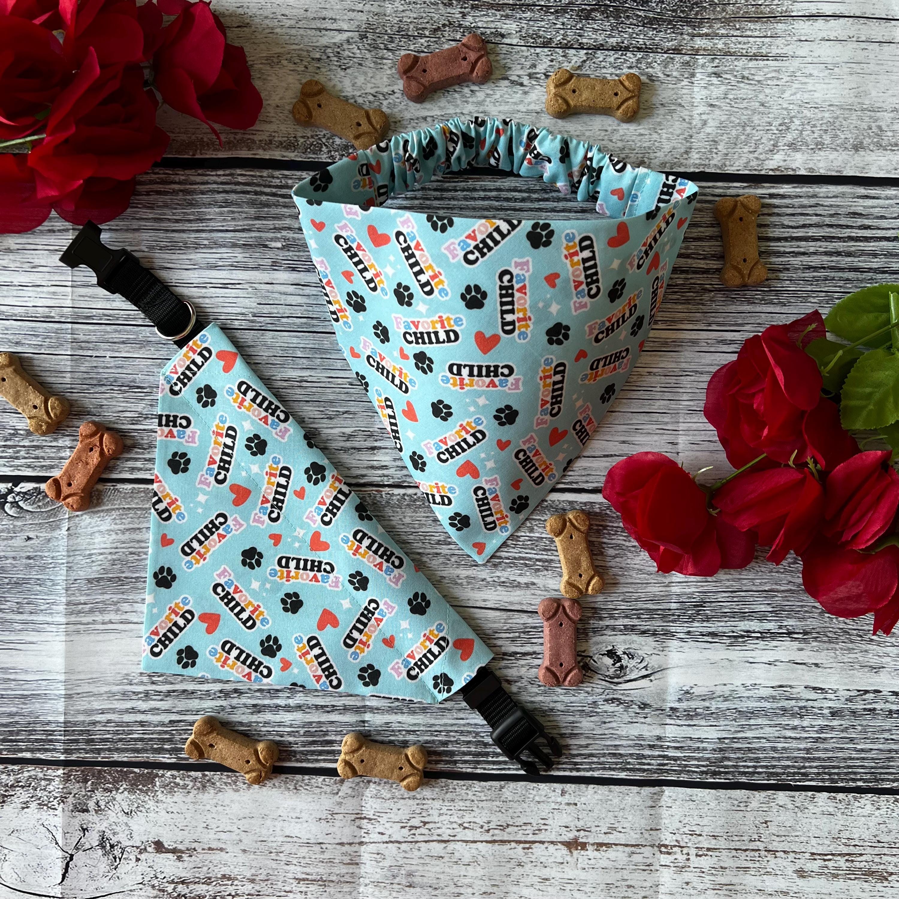 Turquoise Dog Bandana: Favorite Child Over the Collar & Scrunchie