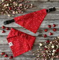 Tiny Hearts Red Dog Bandana Over the Collar Scrunchdana Scrunchie Bandana