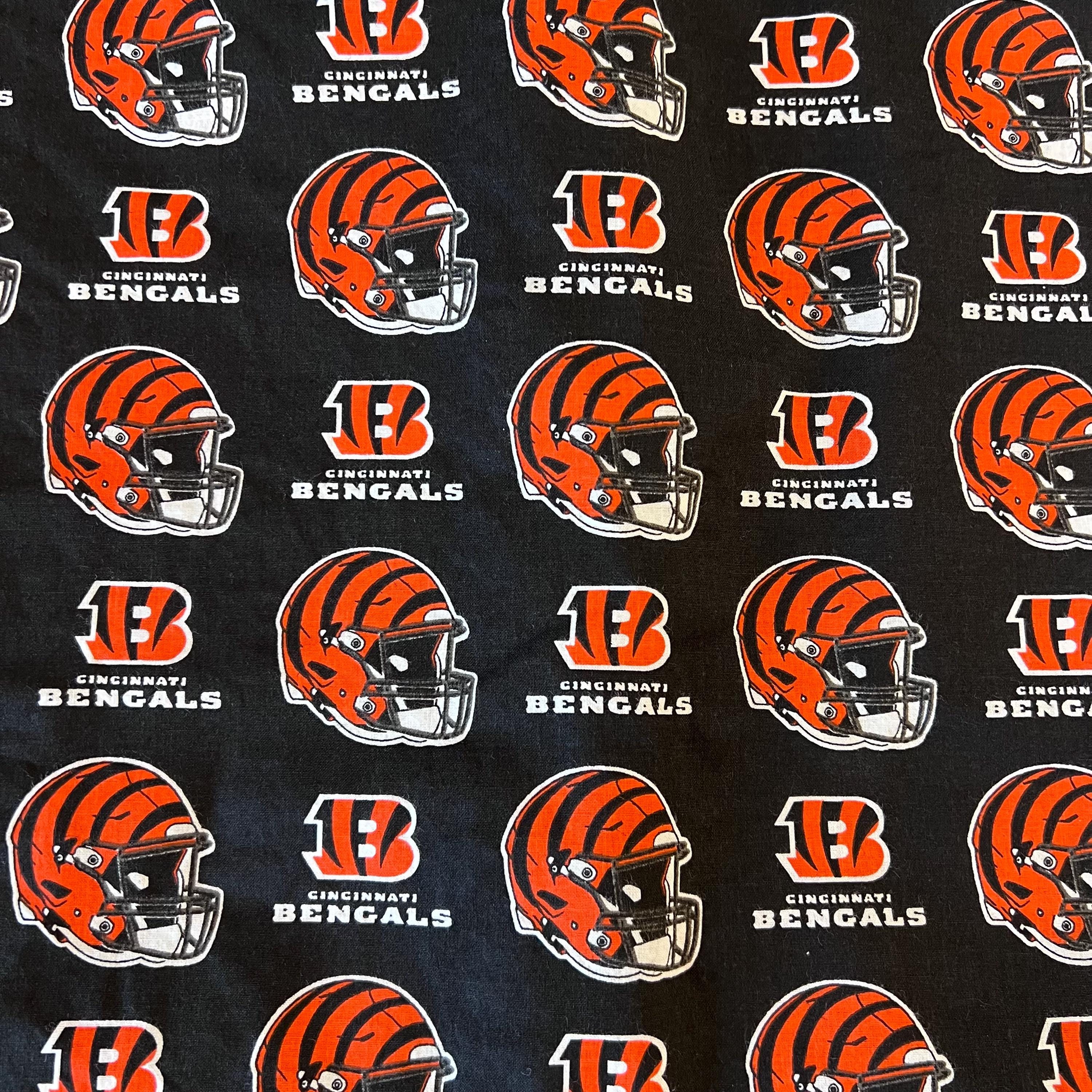 Bengals Dog Bandana; Scrunchie and Over the Collar, Black and Orange Football