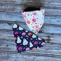 Halloween Dog Bandana, Pink Black Ghosts Pumpkins, Over the Collar