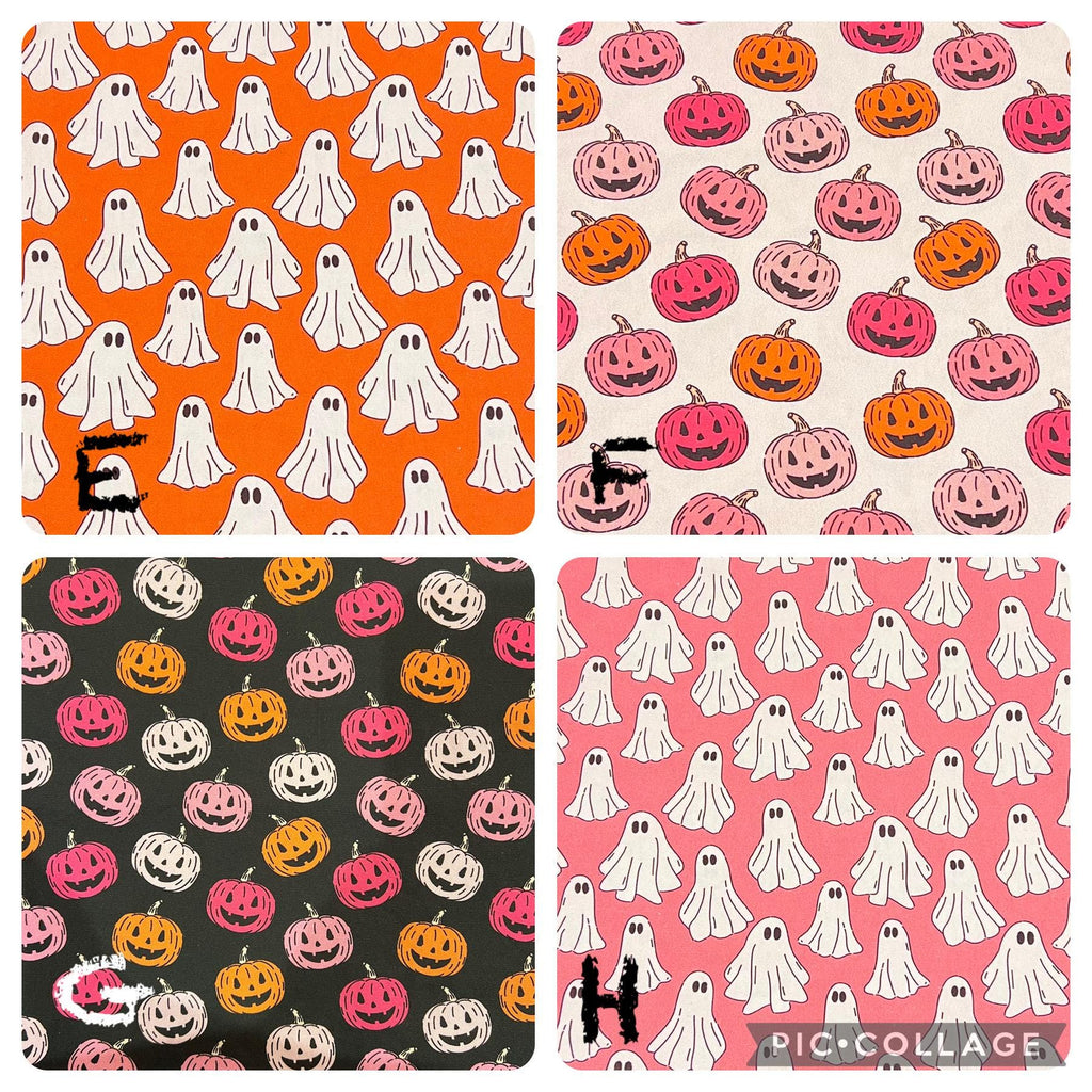 Halloween Dog Bandana, Pink Black Ghosts Pumpkins, Over the Collar
