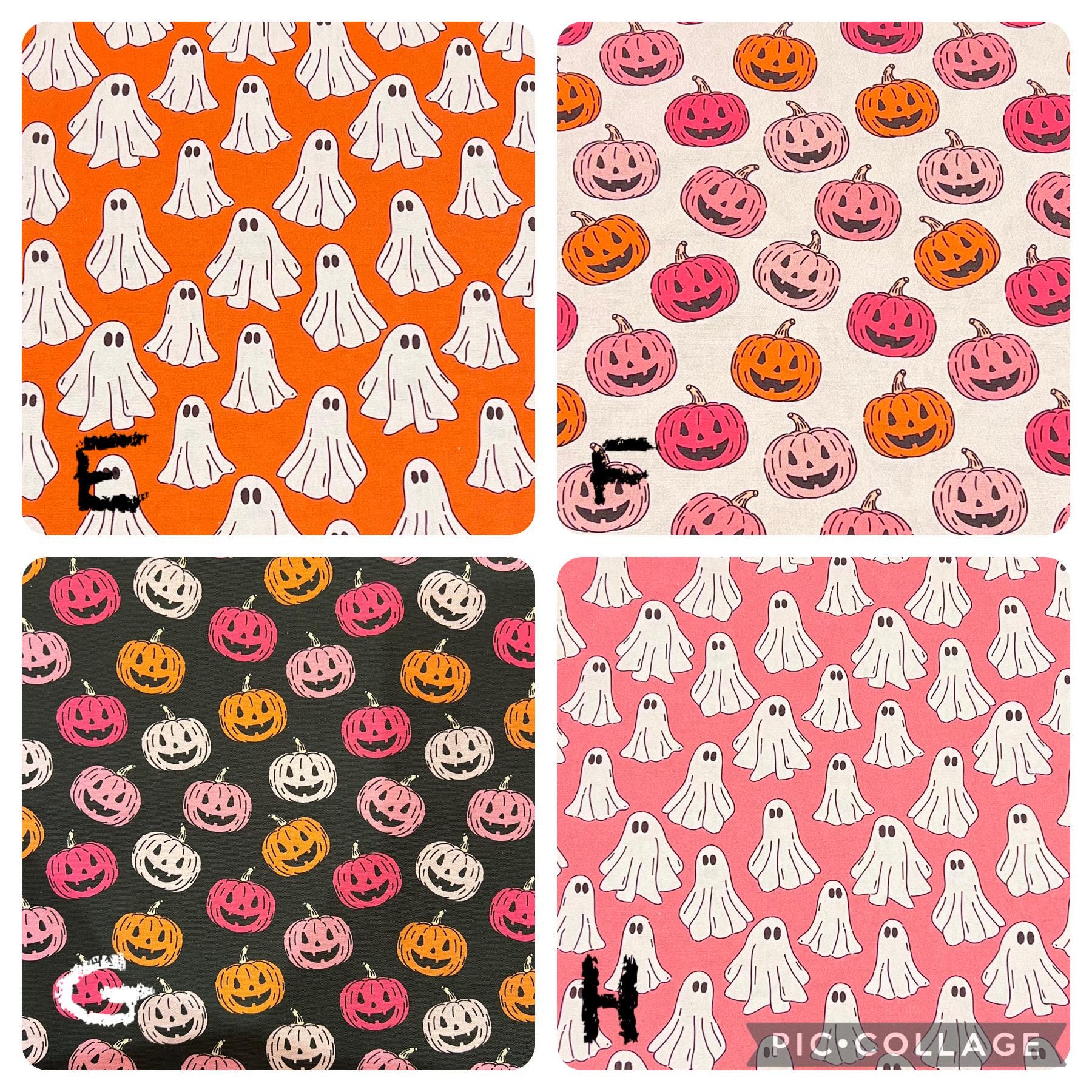Halloween Dog Bandana, Pink Black Ghosts Pumpkins, Over the Collar