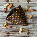 Luxe Couture Louis Dog Bandana: Over the Collar Scrunchie Bandana Brown and Tan (large print)