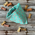 Luxe Couture Sniffany Dog Bandana: Over the Collar and Scrunchie Turquoise Heart Charm