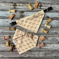 Luxe Couture GG Dog Bandana: Tan and Brown Over Collar or Scrunchie