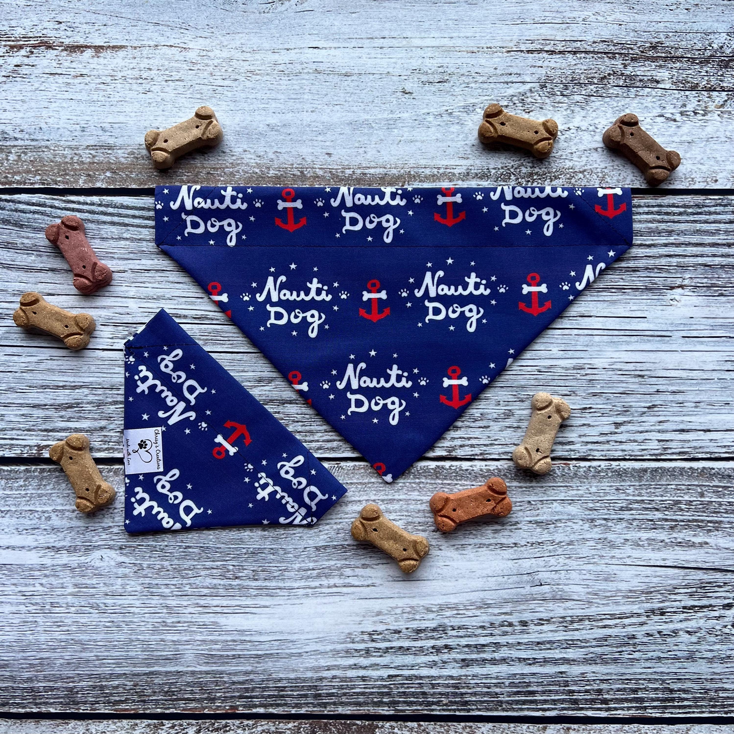 Nautical Nauti Dog Blue Dog Bandana Over the Collar (collar not included) Anchor Sailing Yachting Headband