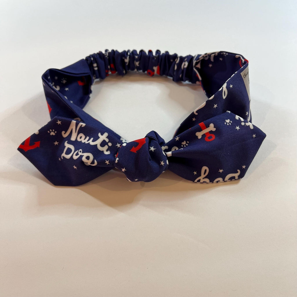 Nautical Nauti Dog Blue Dog Bandana Over the Collar (collar not included) Anchor Sailing Yachting Headband